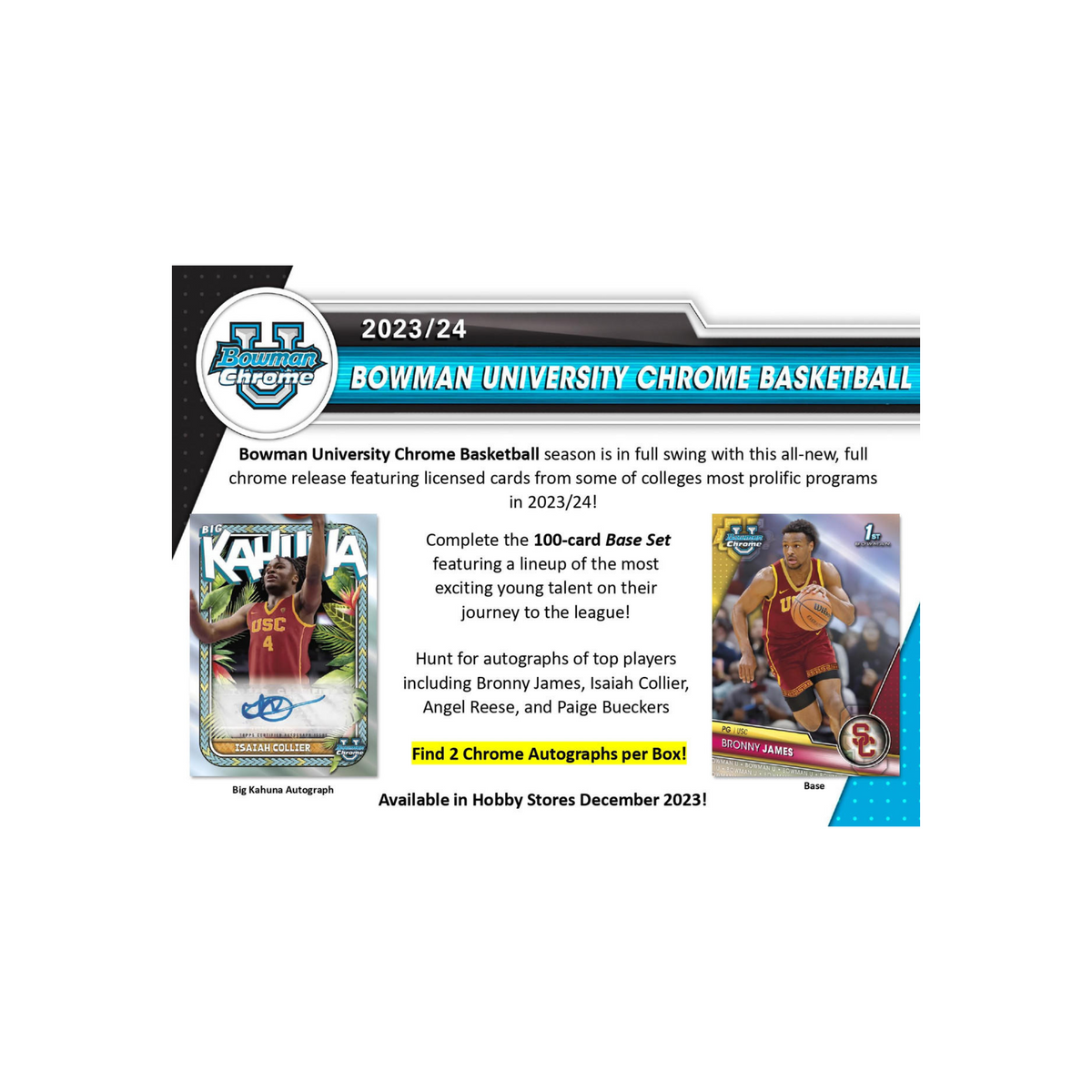2023-24 Bowman University Chrome Basketball Hobby 12-Box Case